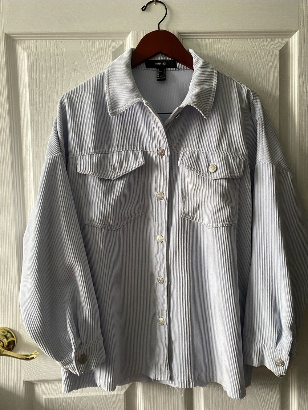 Forever 21 Light Blue Corduroy Shirt Jacket